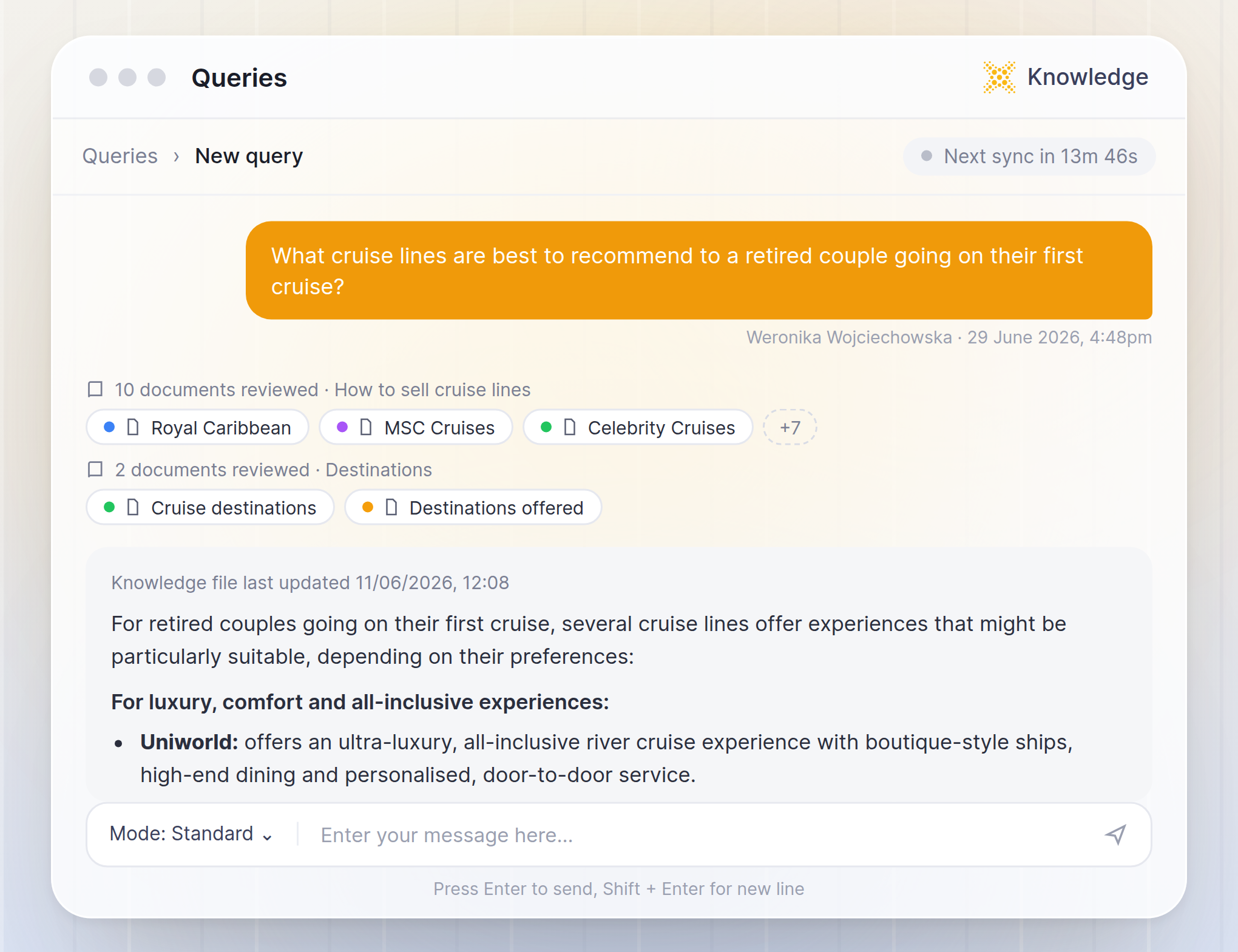 Knowledge Queries Page