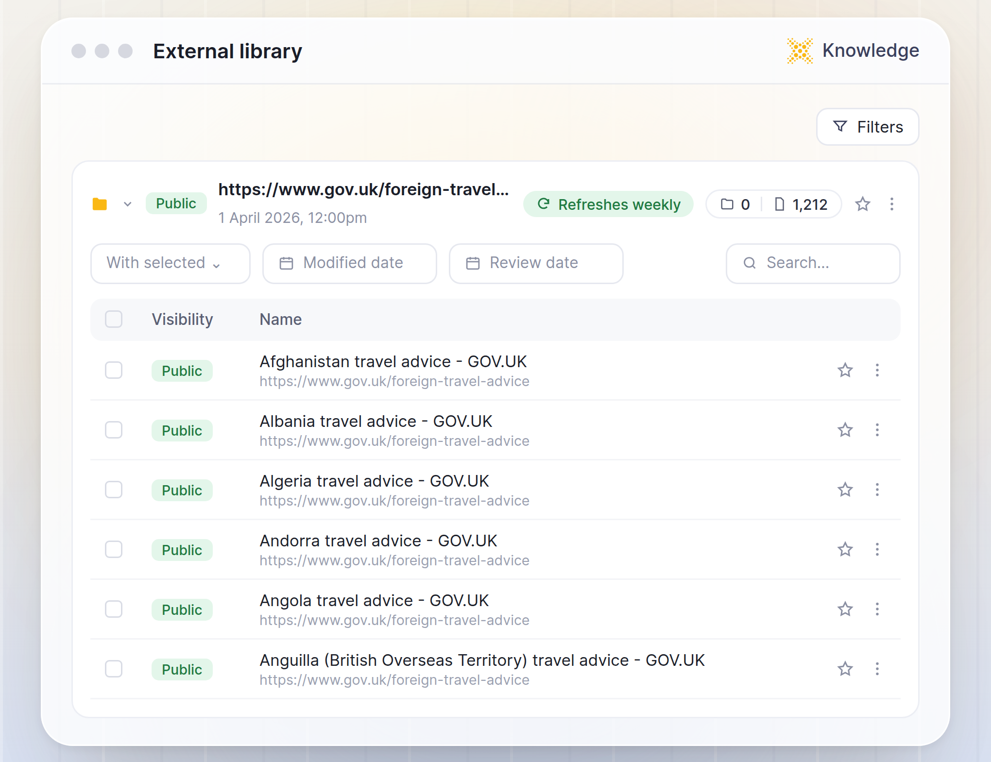 Knowledge External Library
