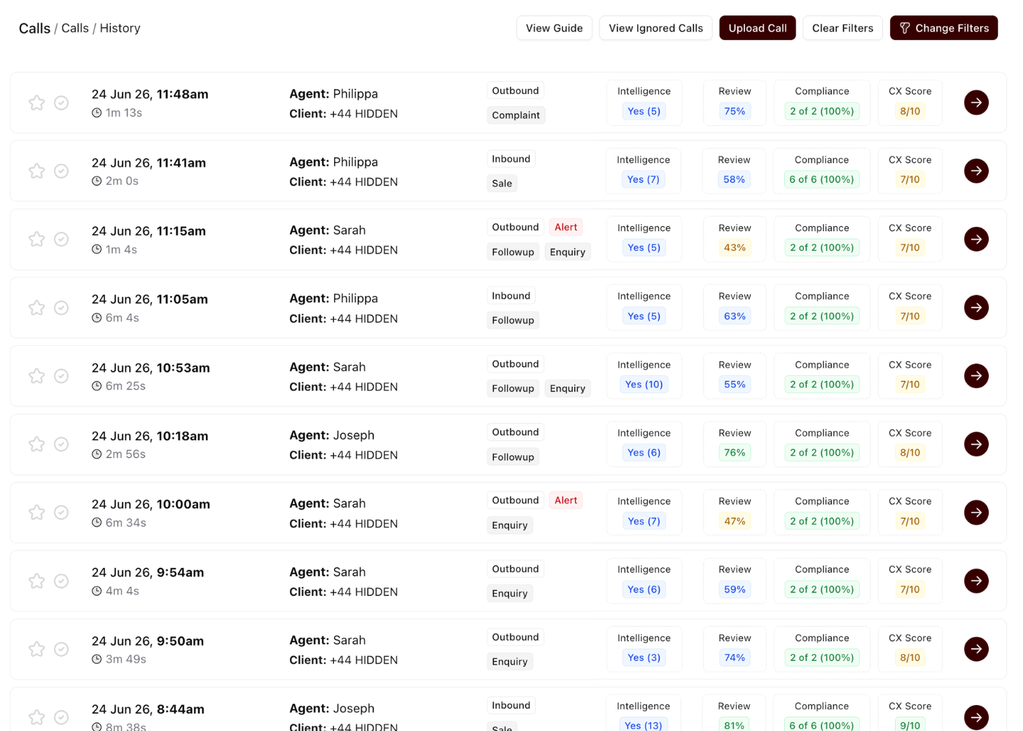 Sense Call History