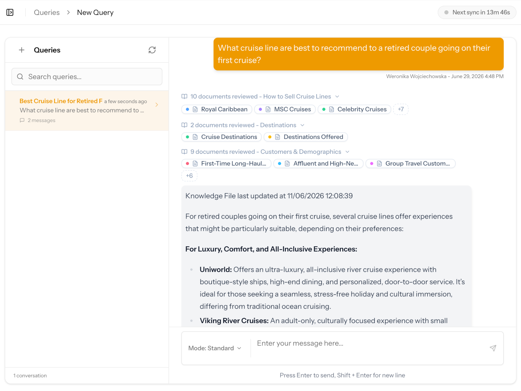 Knowledge Queries Page