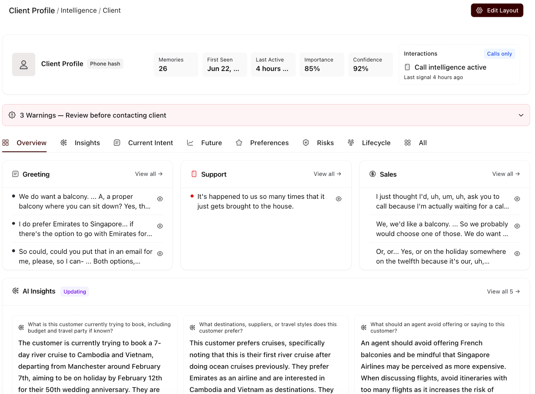 Intelligence Client Profile